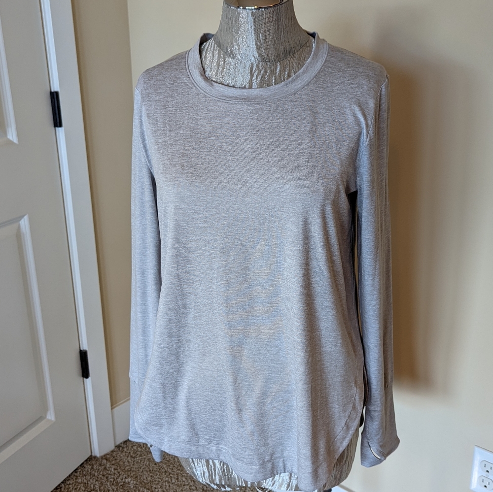 Athleta Long sleeved, light gray athletic shirt